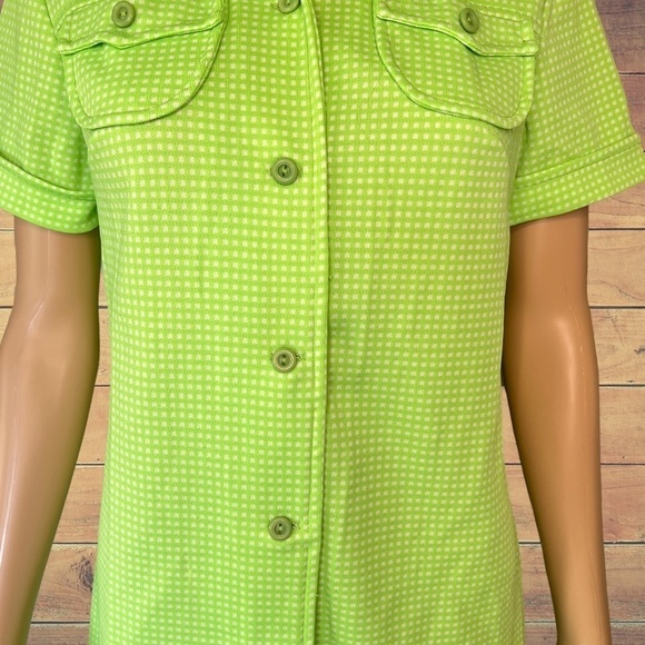 𝅺vintage mod dress 60s neon green 70’s Polyester Checkered Dress Union Made - Picture 5 of 12